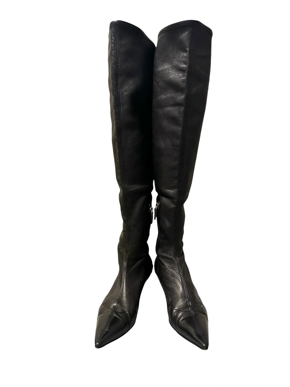 GUCCI TOM FORD FW 2003 Runway Black Leather Studded Kitten Heel OTK Boot Vintage
